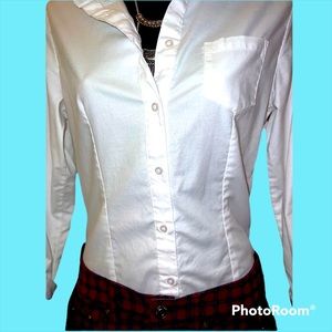 French Toast Girls Size 16/Woman’s Petite Oxford Button down,fitted, long sleeve